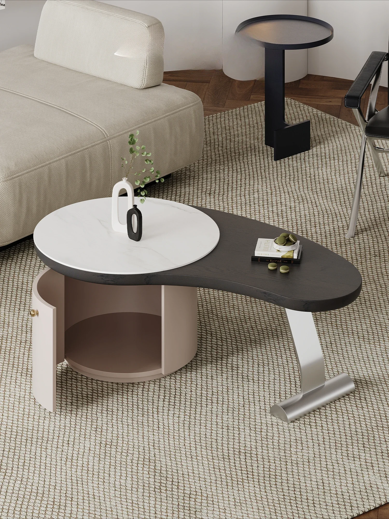 Modernlightluxuryrockslabcoffeetablespecialshapedsmall