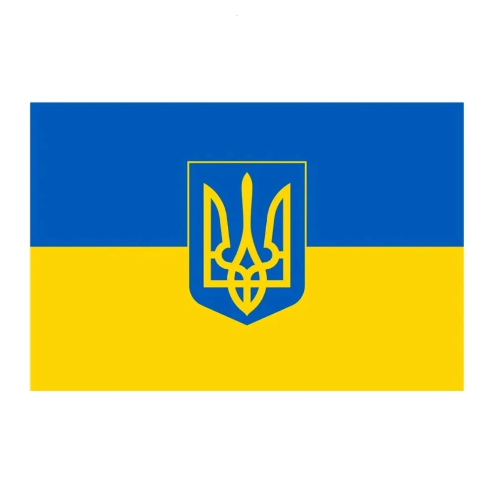 

Автомобильная наклейка, украинский флаг с знаком, Виниловая наклейка для автомобиля, бампера, корпуса, окна, ноутбука, 15 см