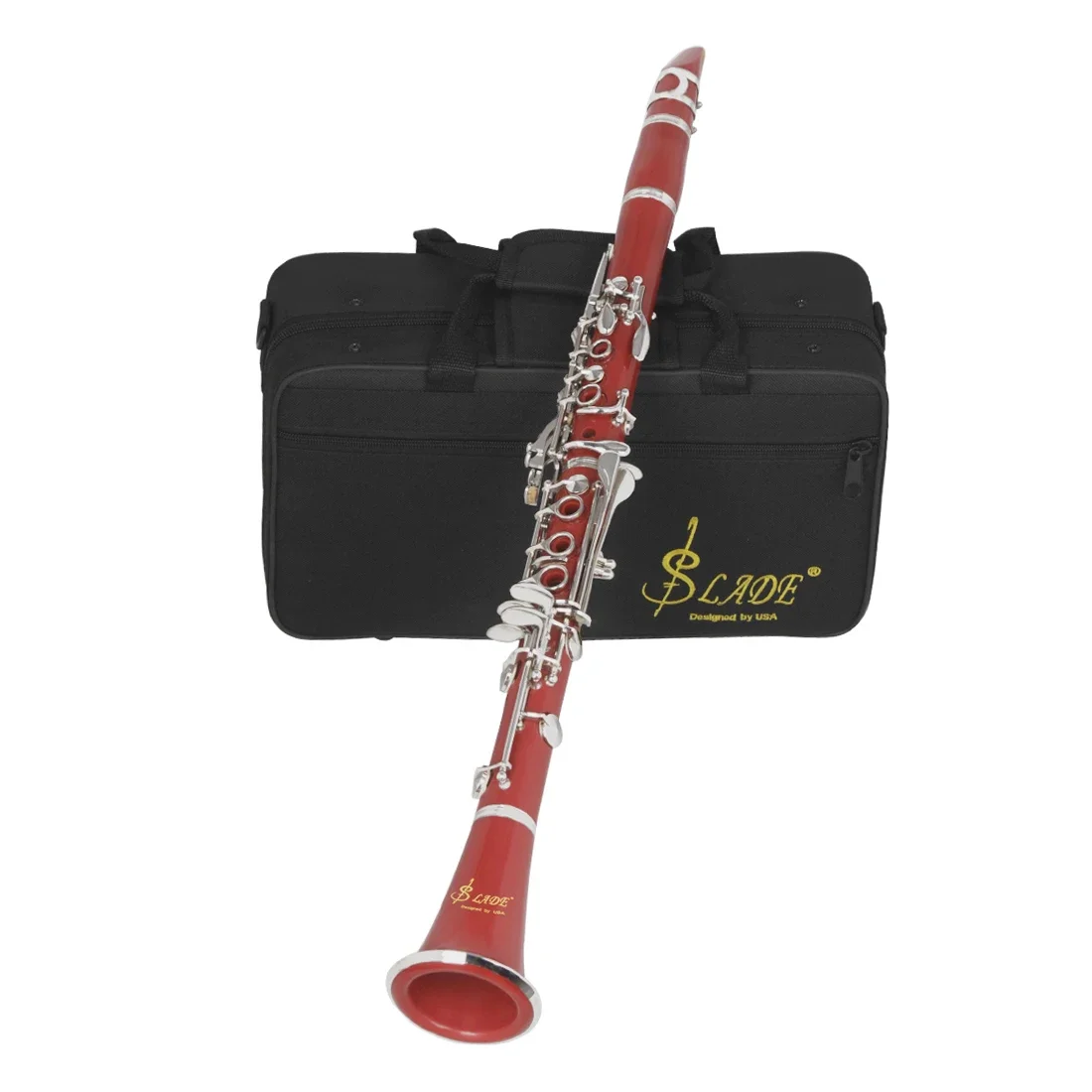 Red Clarinet 17 Key Falling Tune B Clarinet ABS Silver Plated Silver Key Musical Instruments with Mouthpiece Cleaning Cloth Part