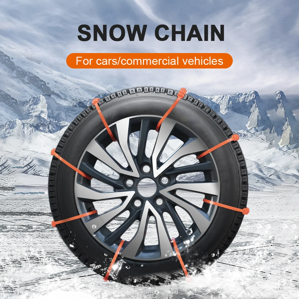 10Pcs Auto Outdoor Snow Tire Anti Skid Chain Anti-Slip Winter Car Snow Chain Emergency Anti-Skid Tire Chains Auto Accessories