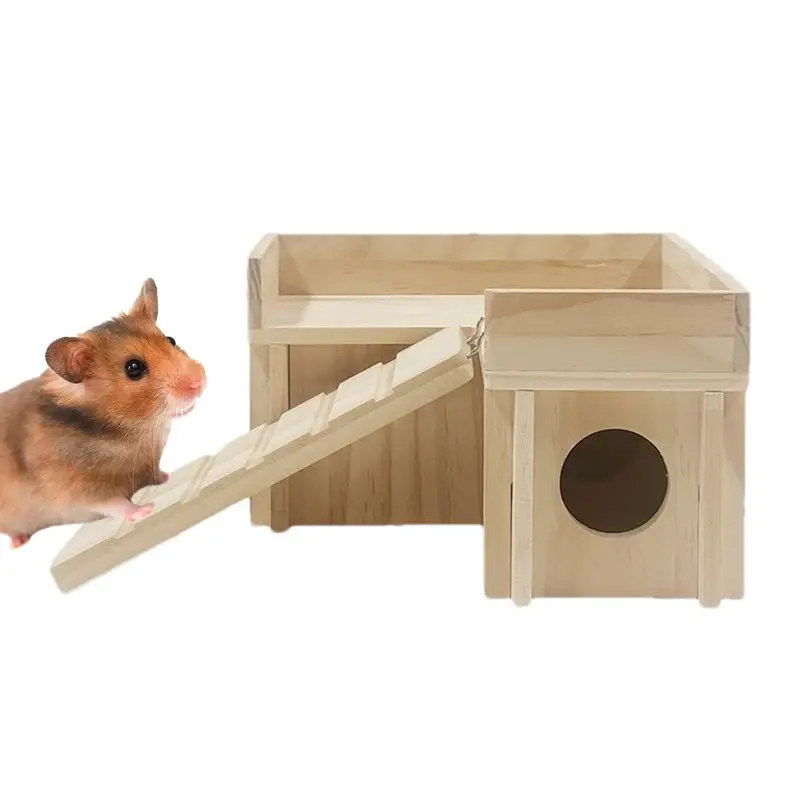 

Hamster Wooden Hideout Small Nest Solid Wood Small House Hamster Resting Nest Golden Silk Bear Small Villa Toy pet Supplies