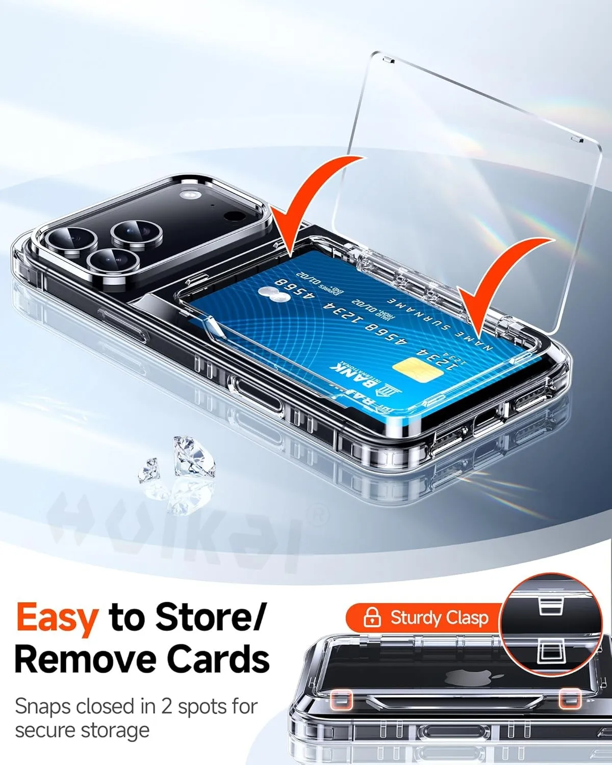 Slim Heavy Duty Wallet Card Case with Slide Slot and Holder