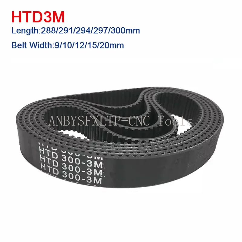 HTD 3M Timing Belt Length=288/291/294/297/300mm Width=9/10