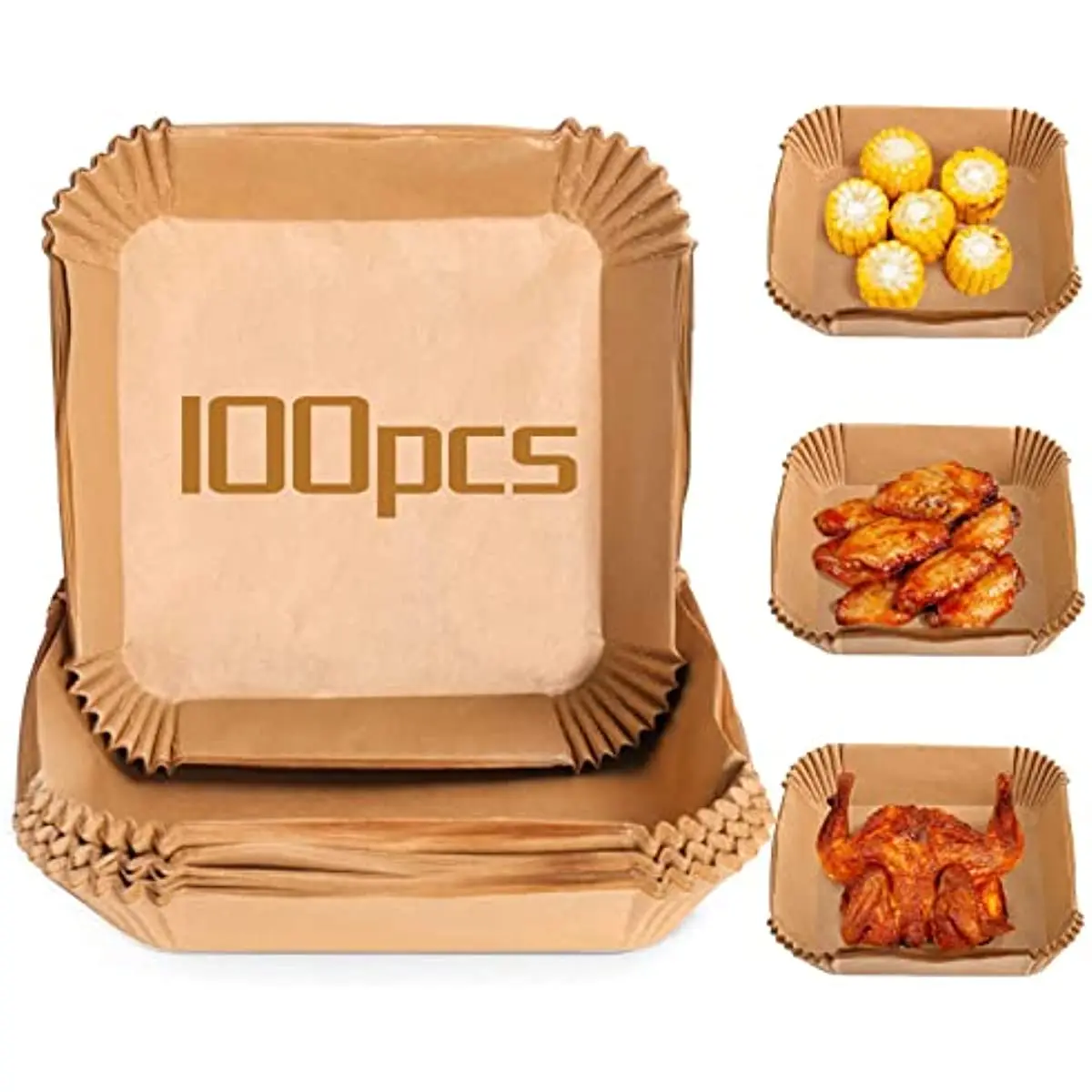 

HAOSHICS Air Fryer Liners,100PCS Disposable Baking Paper, Food Grade Parchment for Baking Roasting Microwave