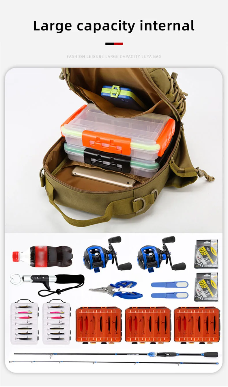 Description Picture 6 of itemFishing Lure Bag Men Single Shoulder Backpack Outdoor Tactical Sports Camo Travel Mountaineering Small Travel Climbing Backpacks