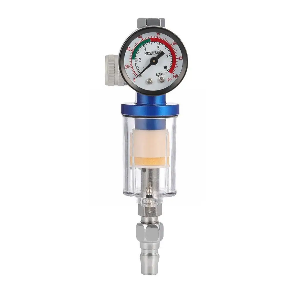 

Mini Air Pressure Regulator Aluminum Alloy Spray Gun Pressure Filter Gauge Tools Pneumatic Regulator Water In-Line Trap V4S1