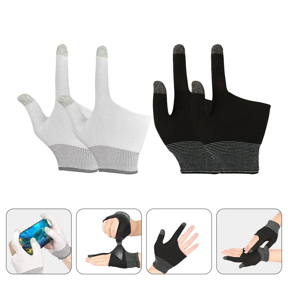 2 Pairs Of Two Finger Anti Fouling Glove For Tablet Phone Drawing Write Gloves For Pro Air Mini Anti