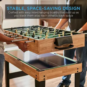 2x4ft 10-in-1 Combo Game Table Set for Home, Game Room, Friends & Family w/Hockey, Foosball, Pool, Shuffleboard, 5