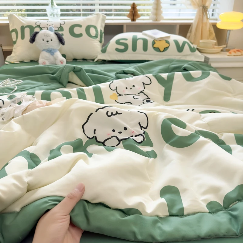 Summer Quilt Thin Cartoon Print Air conditioning Lightweight Comforter Four-season 150 Single Bed