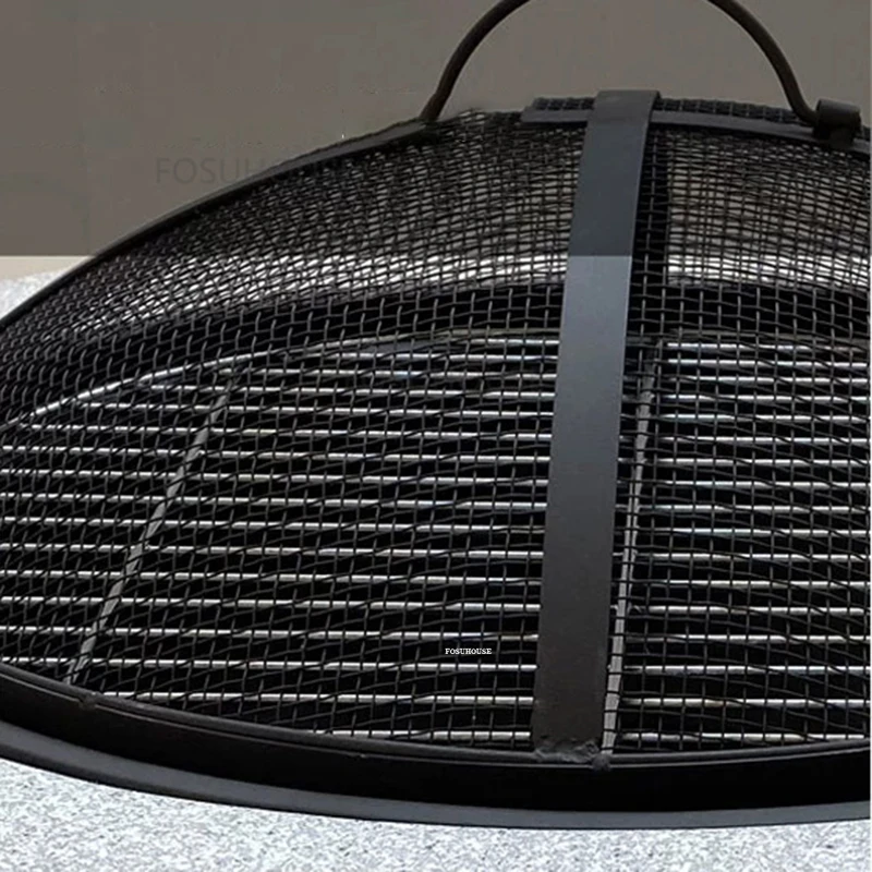Modern Iron Fire Pit for Outdoor Heaters Braziers Creative Light Luxury Outdoor Courtyard BBQ Grill Heating Charcoal Brazier
