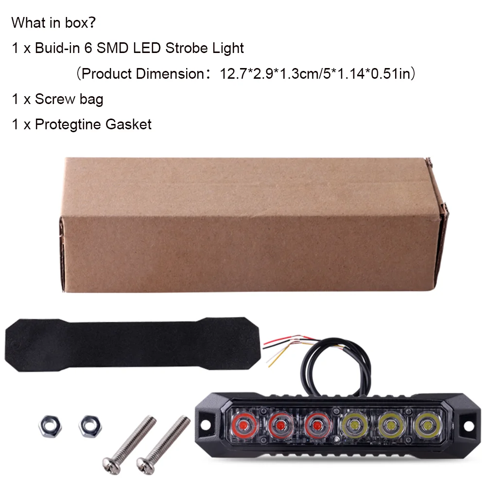 1PCS 6LED Headlight Bulb Car Strobe Grille Flashing Warning Lightbar for Truck Car Beacon Lamp Traffic Light 12-24V Signal Light