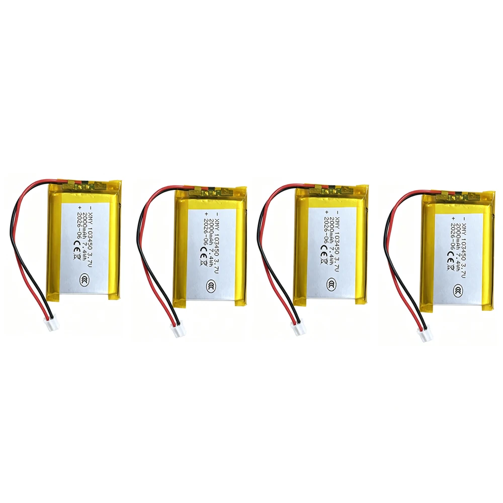 High-Capacity 3.7V Polymer Lithium Rechargeable Battery with JST PH 2.0mm 2-Pin Plug