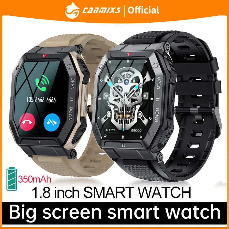 CanMixs 스마트 워치 남성용 블루투스 스마트워치, K55, 건강 모니터, 방수 시계, 안드로이드 IOS 맞춤형 다이얼