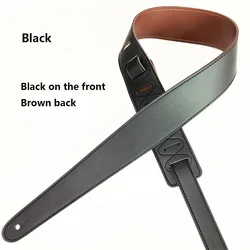 Premium Adjustable Leather Guitar Strap - Double - Sided Wear, 2.36 Wide, 46.5 to 53.5 Length Range (Black)