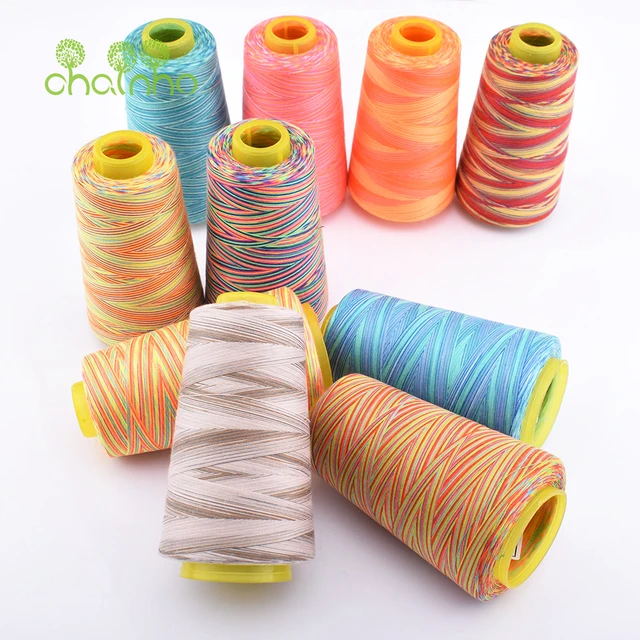 Serger Thread, All-Purpose Thread for Sewing, Rainbow Thread, Variegated Polyester Sewing Thread, 4 Cones of 3000 Yards Each Spool Thread for Sewing