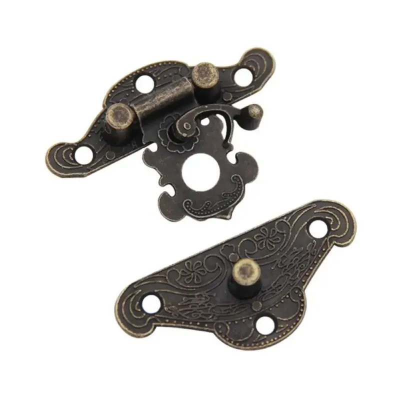 Vintage Retro Notebook Suitcase Wooden Jewelry Box Padlock Latches Hasp Lock Catch Buckle Furniture Hardware Box Latches
