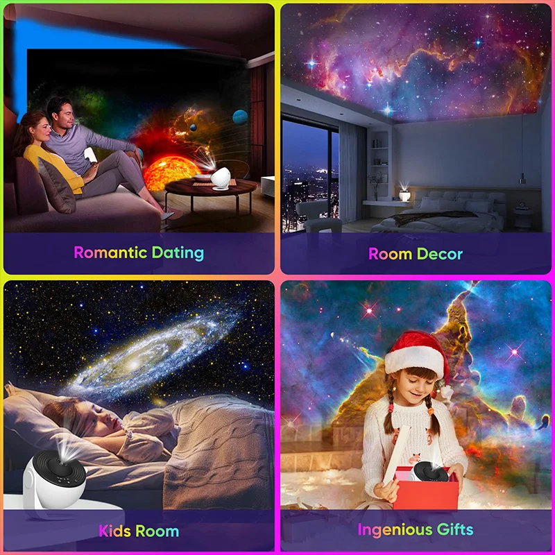 Star Projector Night Light Galaxy for Bedroom Room Decor Children Kids Gift 13 In 1 Display Effect 360&deg; Rotate