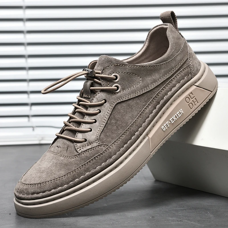 

Spring New Elastic Men Shoes Luxury Casual Shoes Outdoor Men Sneakers Tenis Skateboard Men Shoes Genuine Leather Suede Flats Men