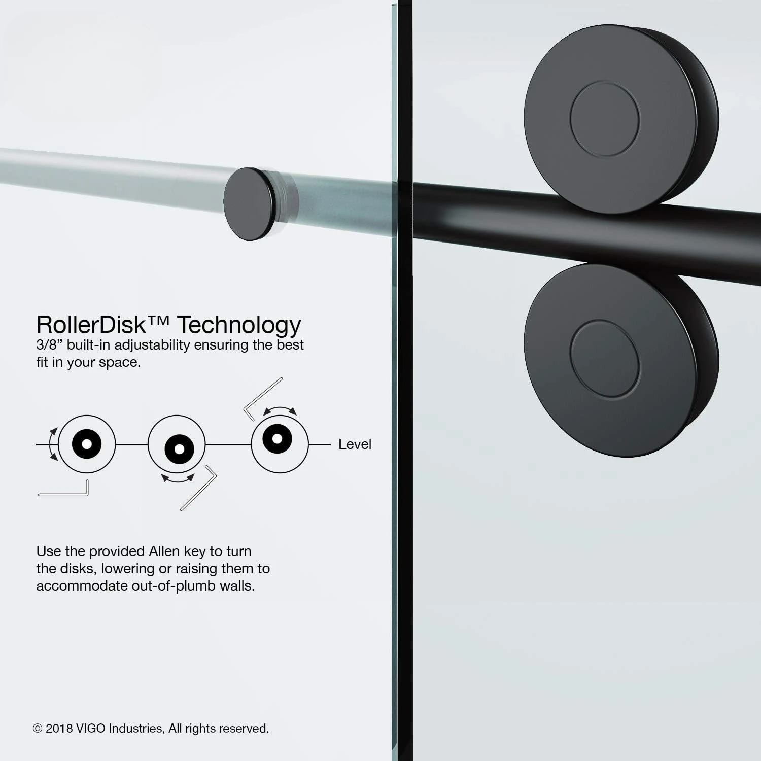 Adjustable 44-48 in. W x 74 in. H Elan Frameless Sliding Shower Door with Clear Tempered Glass, Reversible Handle 3