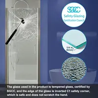 Pivot Swing Shower Door,32-33.5" W x 72" H ,1/4 in Thick Clear Tempered Glass, Glass Shower Doors Can Be Reversible Installation 2