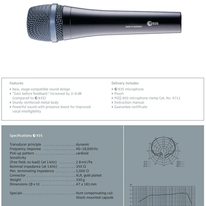 Handheld Wired Microphone E935 Wired Dynamic Supercardioid Professional Vocal Stage Show Mobile Microphone