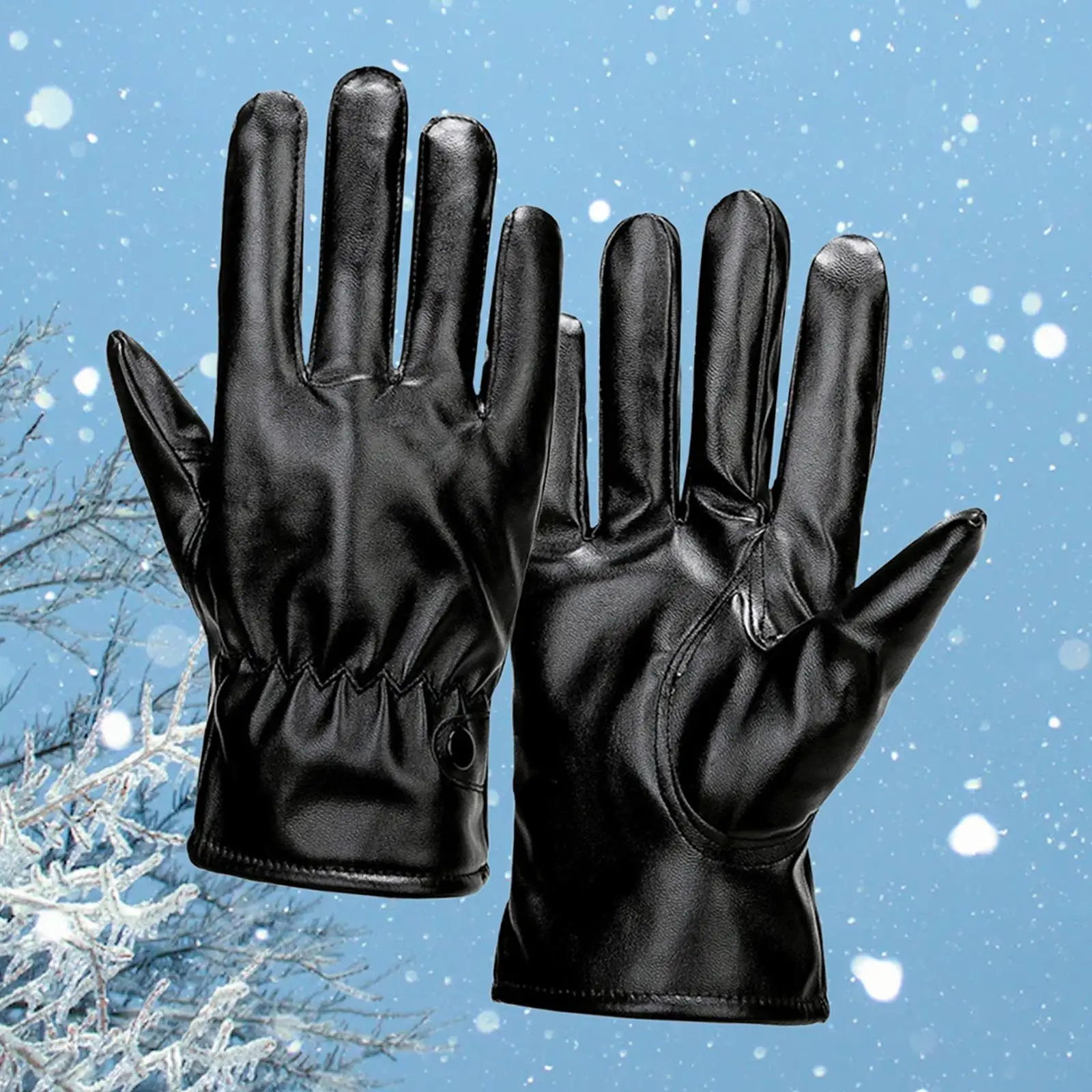 

Waterproof Winter Gloves PU Leathe Outdoor Riding Gloves Comfortable Elegant