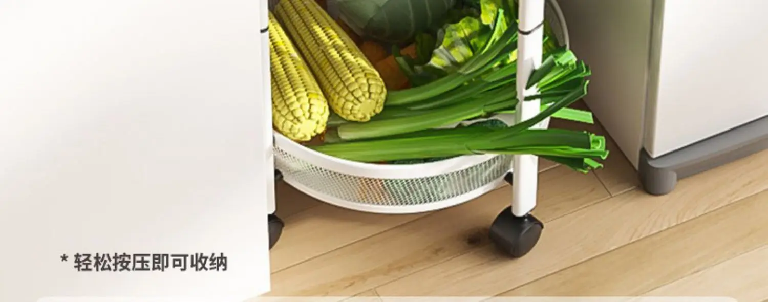 Foldable Storage Rack Round Rotatable Mobile Snack Organizer Trolley Bathroom Storage Shelf Home Appliance Kitchen Rack Storage Organizer