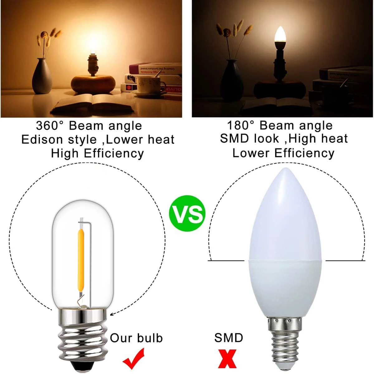 Ampoule E14 15W Incandescent pour Lampe de Sel, Blanc Chaud 2700K