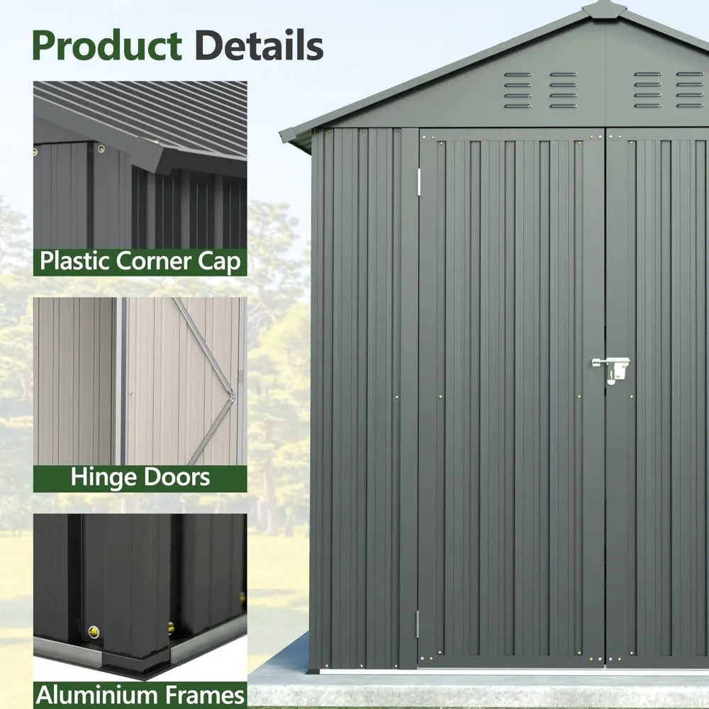 6x6 ft Metal Outdoor Storage Shed 6
