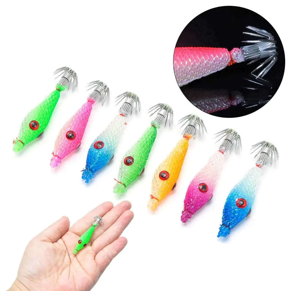 

7Pcs/Pack 2.4g 5.5cm Angling Supplies Fishing Accessories Squid Hooks Soft Lure Jig Artificial Baits Fishhooks