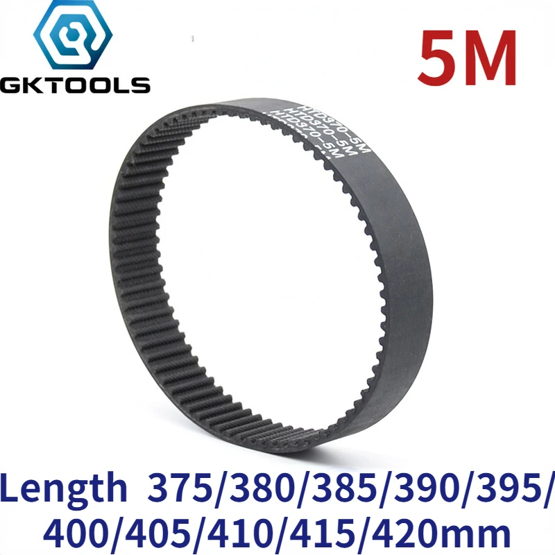 Rubber Belt for GKTOOLS 5M Width 10/15/20/25/30mm Closed Loop Rubber Timing Belt Length 375/380/385/390/395/400/405/410/415/420mm Rubber Belt Transmission Drive Belt Synchronous Belt