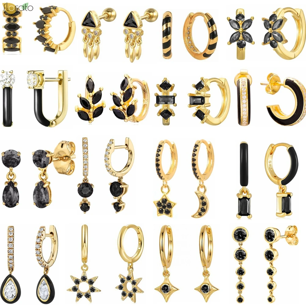 925 Sterling Silver Ear Needle Fashion Light Luxury Hoop Earring Leaf Star Moon Flower Series Classic Earring for Women Jewelry