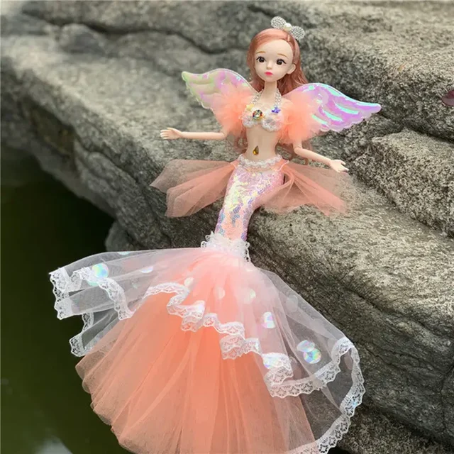 45cm/17.71'' Enchanting Princess Mermaid Doll - Perfect Birthday Gift for Girls & Children's Pretend Play House Dress Up Toy - Orange