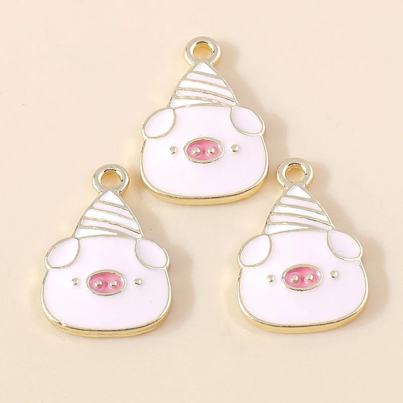 10 Stück gemischte rosa süße Emaille Tier Charms Vogel Elefant Katze Biene Hund Fisch Anhänger von Halsketten Ohrringe DIY Schmuck Zubehör – Detail 7