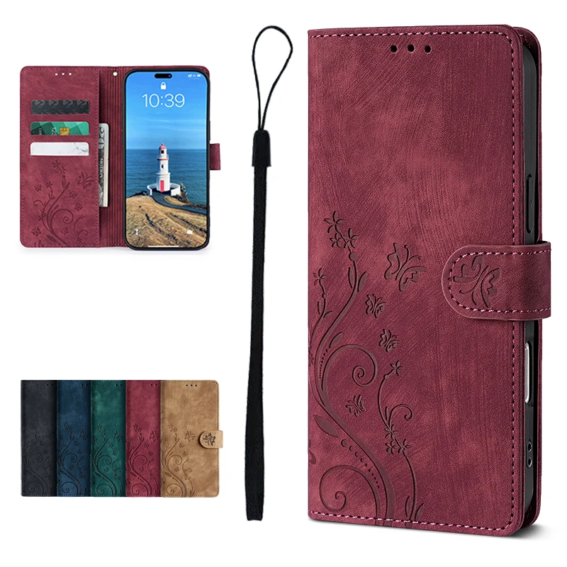 Enhanced Solid Color PU Leather Carved Phone Case