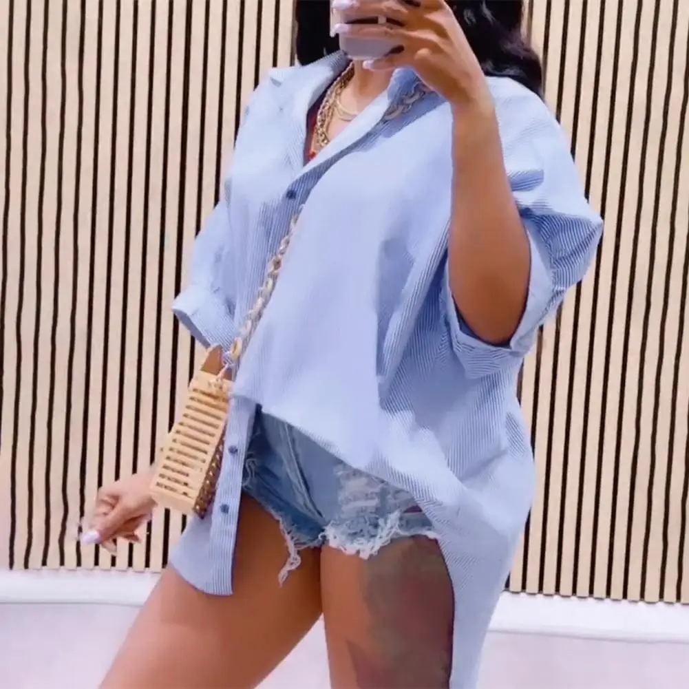 

Женская рубашка, стильная женская рубашка на пуговицах с кулиской и открытой спиной, дизайнерский воротник с лацканами, модный принт в Вертикальную Полоску