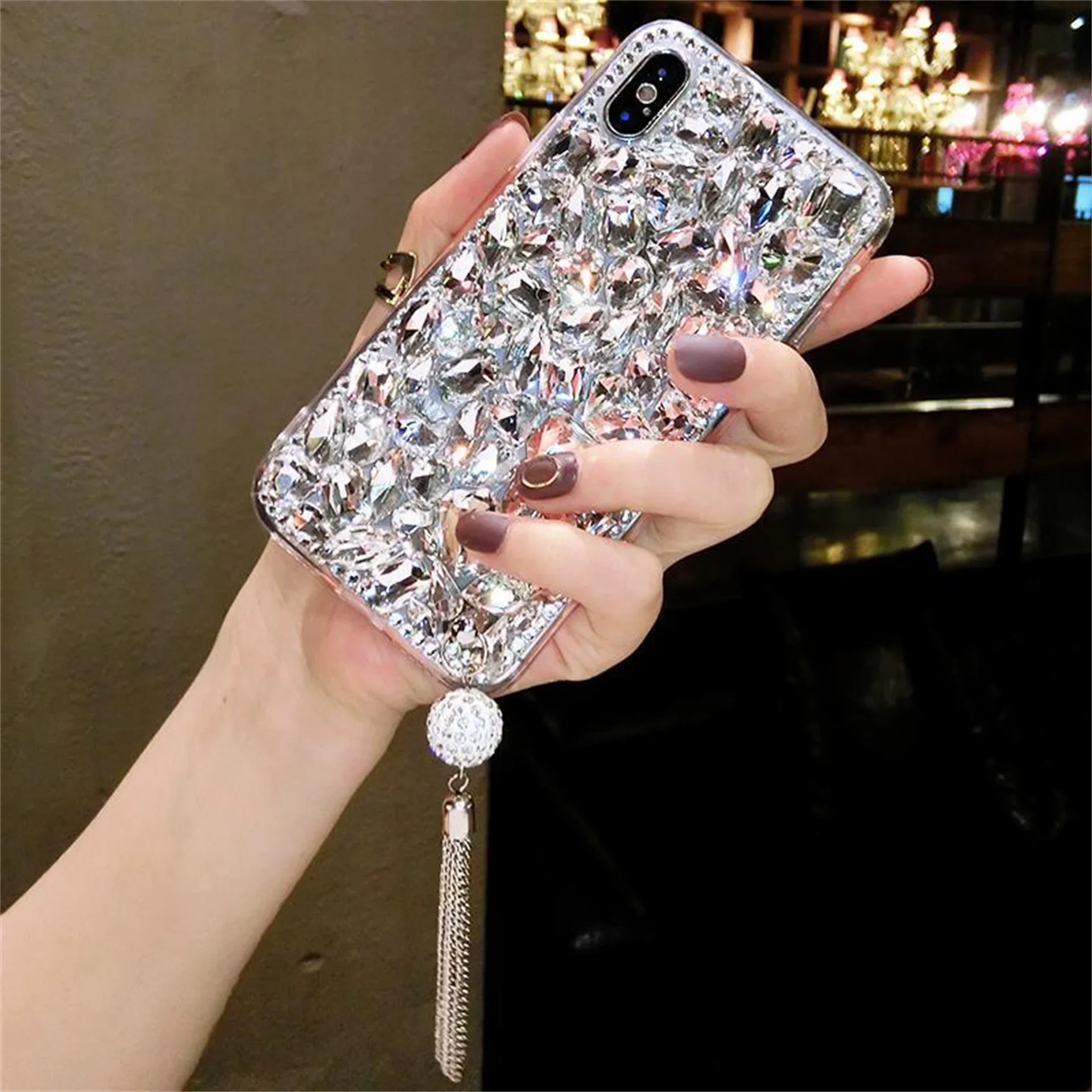 Bling Jewelry Rhinestone Crystal Diamond Soft Phone Case Cover for iPhone, 15, 13, 14, 12, 16Pro, X, 16Plus, XR, XS Max