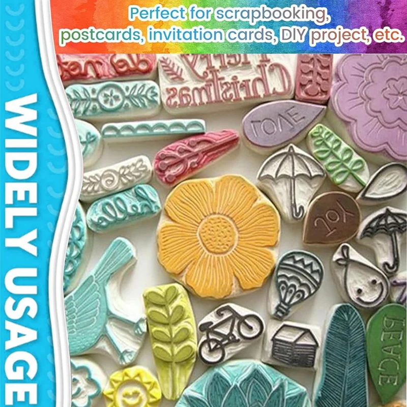 NEW-14Pcs 고무 블록 스탬프 키트, 조각 DIY 스탬프 제작 키트, 인쇄용