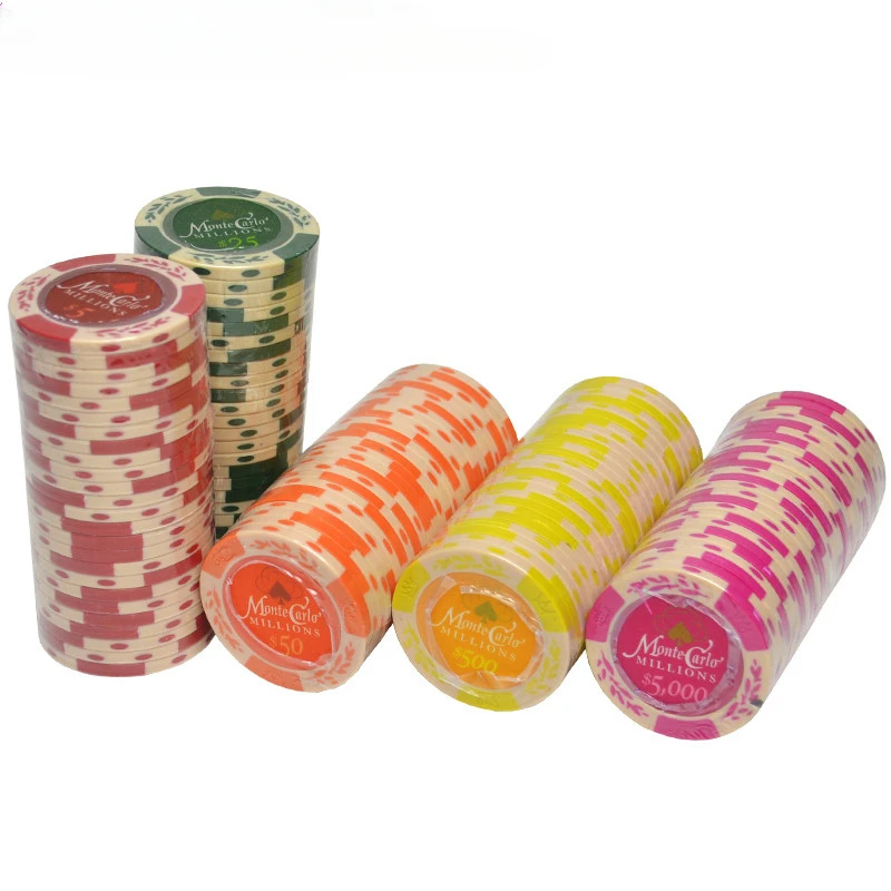 Texas Poker Chips Clay Composite Inner Metal Coins Wheat Ears Crown Pattern Baccarat Casino Upscale Accessories 25pcs poker chips