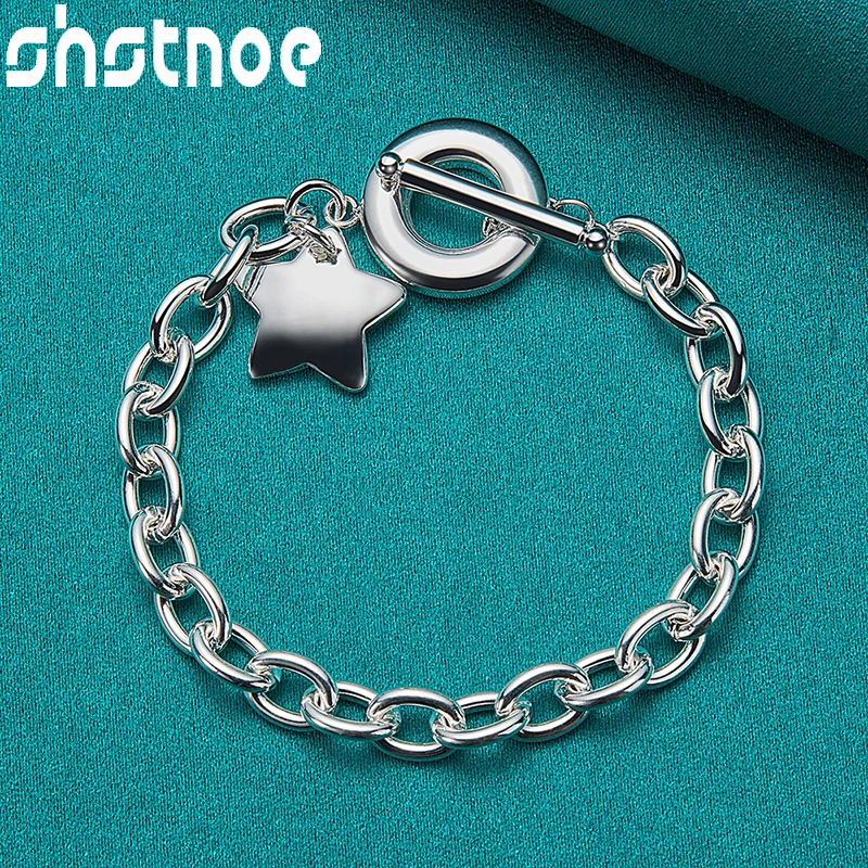 

Original 925 Sterling Silver Charm Jewelry Star OT Buckle Chain Bracelets For Women Engagement Christmas Birthday Party Gifts