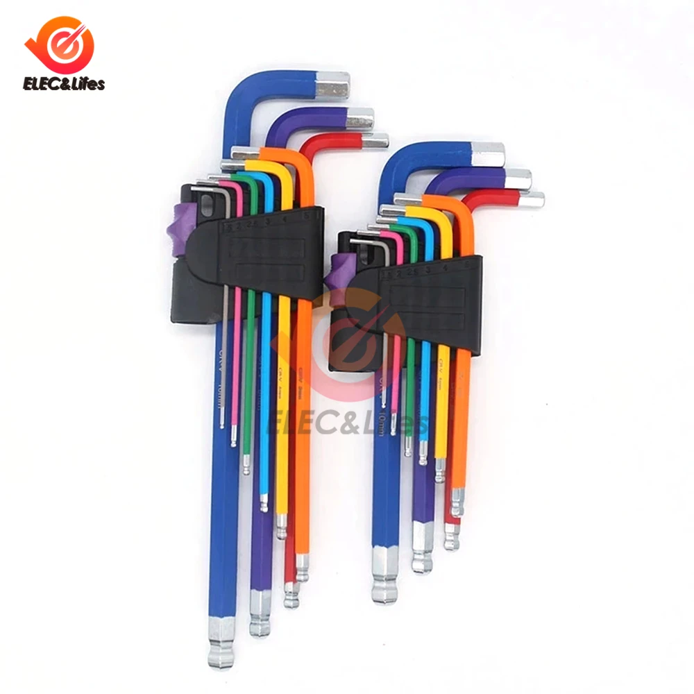 Description Picture 6 of item9Pcs 1.5mm-10mm Color Coded Ball-End Hex Allen Key L Wrench Set Torque Long Metric With Sleeve Hand Tools Bicycle Accessories