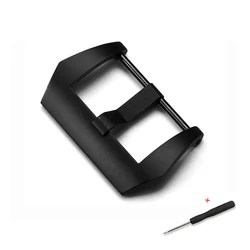 Premium Stainless Steel Watch Band Buckle with Clasp and Screw Pin - 18mm (Black brushed)