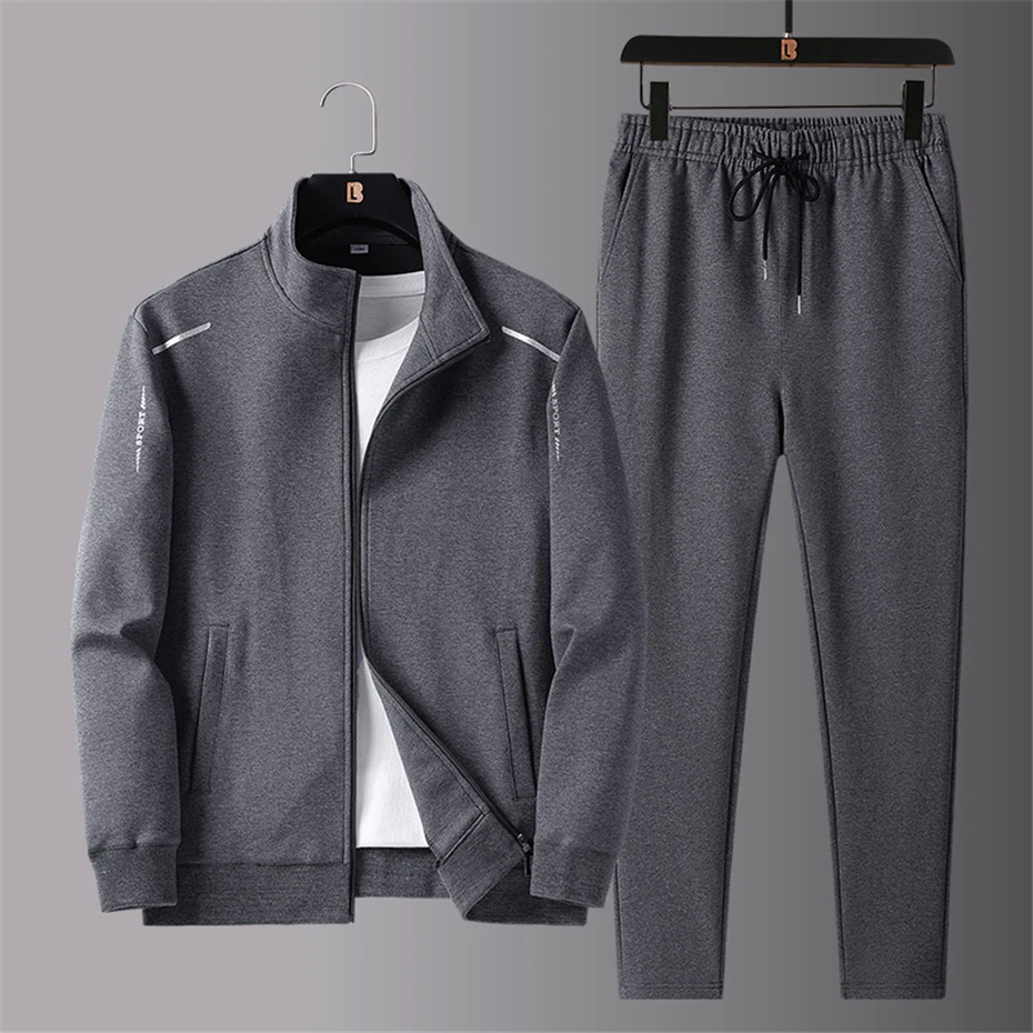 

Men's Tracksuit Jogger Sportswear Spring Autumn Suit Men Sweatpants Jackets Plus Size 5XL Solid Sweatpant Set Jogging Suit