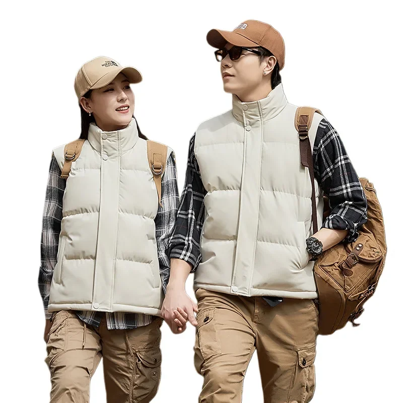 New Men's Fleece-Lined Warm Jacket Trendy Vest Thickened Windproof Couple Outerwear Spring Autumn Winter Motorcycle Rider J