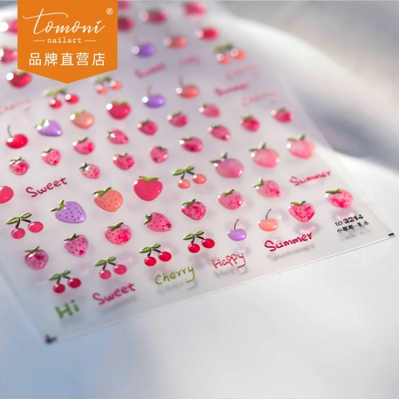 

[Meow.Sensei] Jelly Nail Stickers Popular Cute Nail Sticker Factory Wholesale Japanese Love Strawberry 3216