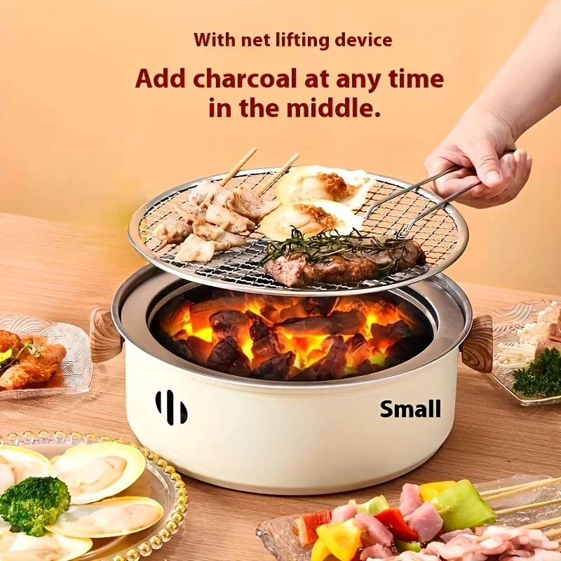 Portable Smokeless Charcoal BBQ Grill with Handles