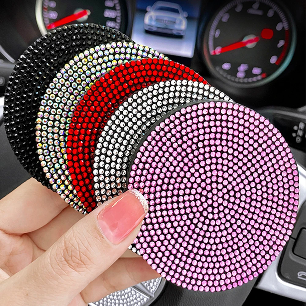 RhinestoneCarCupMatCoasterWaterCupSlotNonSlipMatSilicaPad