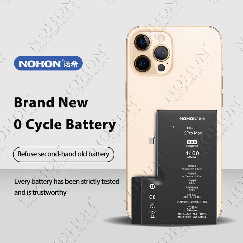 NOHON 4400mAh Phone Battery for iPhone 12 Pro Max High Capacity Replacement  Bateria for iPhone 13 12 Mini 11 Pro Max XS XR X - AliExpress