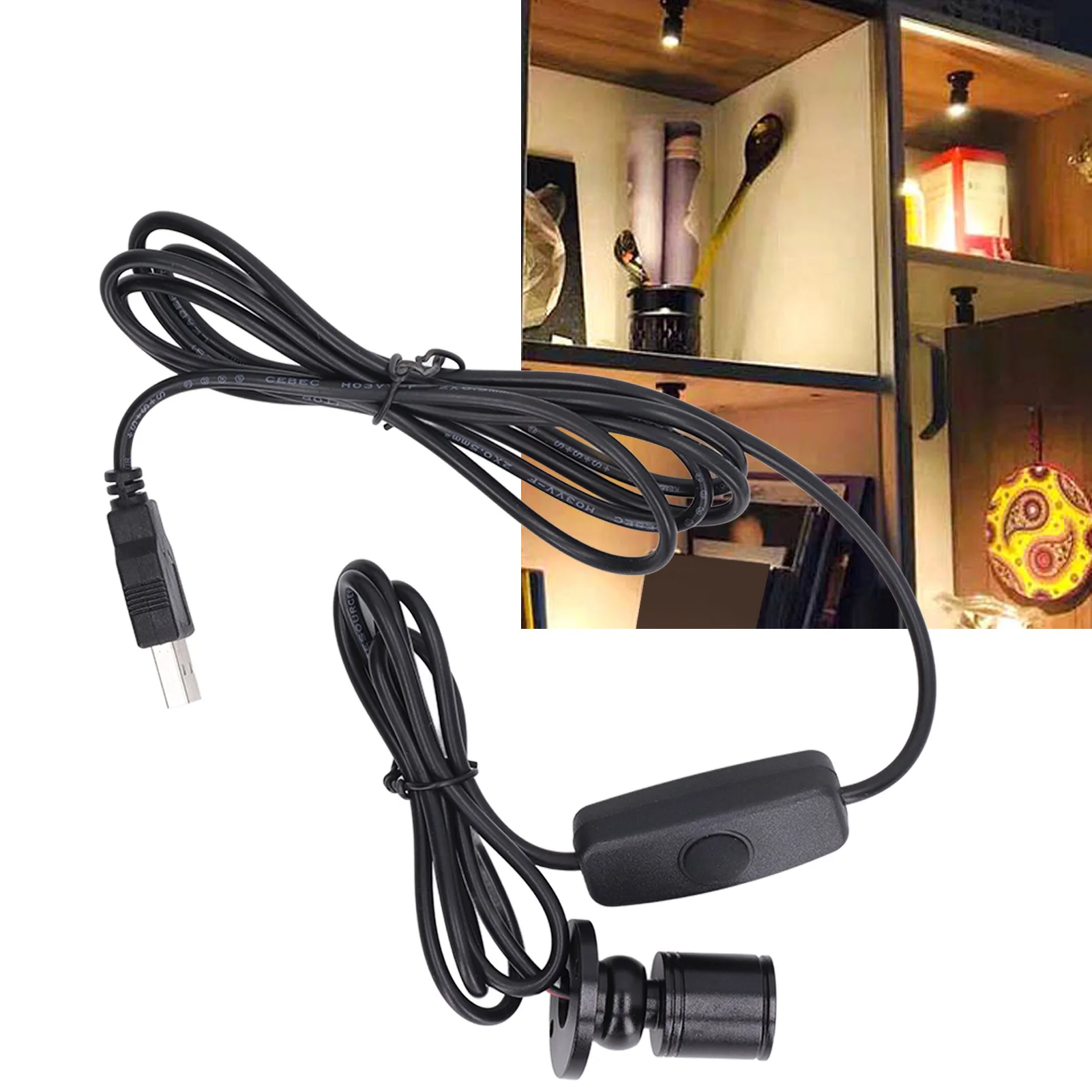 5V Mini Spot Lights Bright USB Dimmable LED Spotlight with 6.6ft Cable for Showcase Jewelry Cabinet Porch Dimmable Spot Light