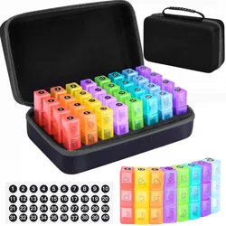 Deluxe Monthly Pill Organizer with 32 Compartments and Durable Travel Case (Black)